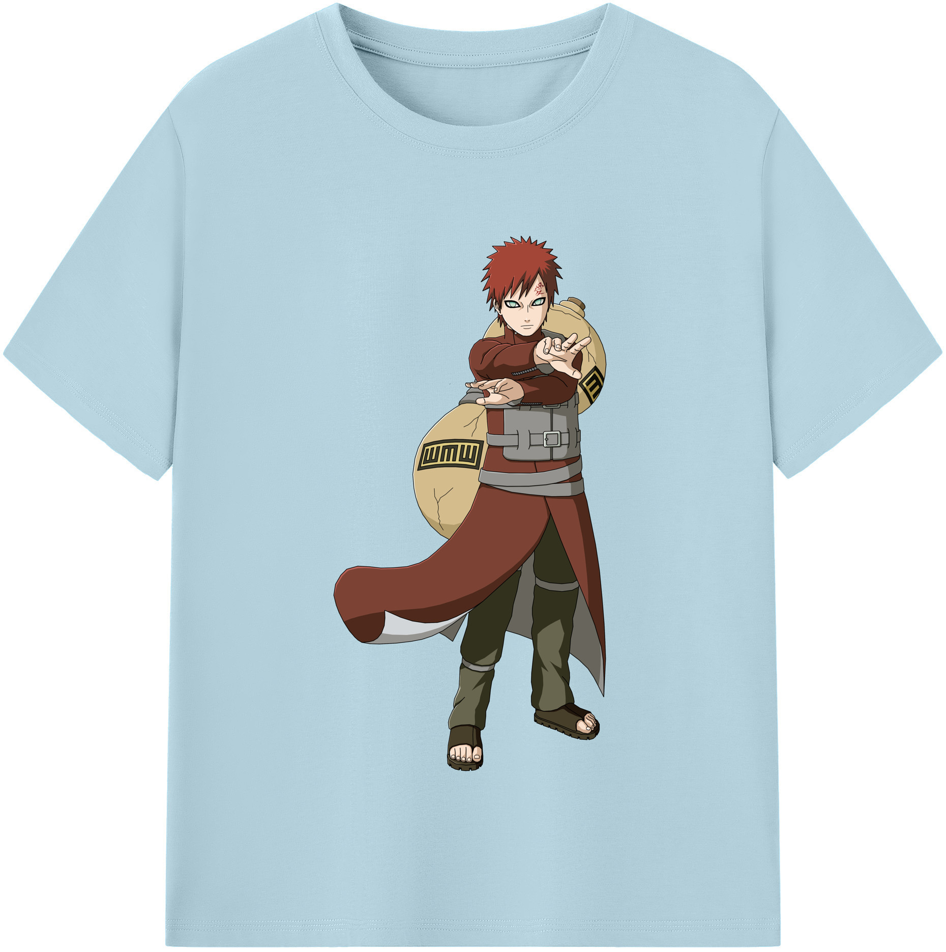 （画像用） NARUTO -ナルト- ガアラ Gaara 綿100％半袖Tシャツ（フロントプリント）